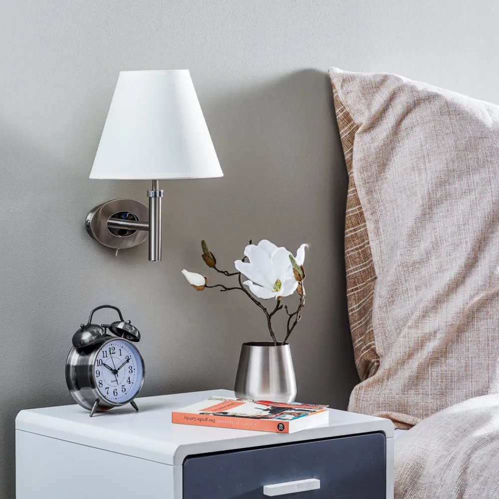 ORION Væglamper>Væglampe Lilly i nikkel med stofskærm