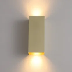 Searchlight Væglampe London Square, guldfarvet, højde 15 cm, 2 lyskilder