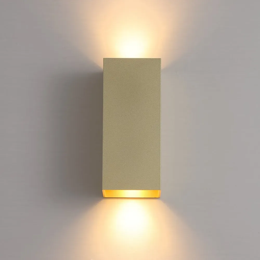 Searchlight Væglampe London Square, guldfarvet, højde 15 cm, 2 lyskilder