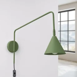 SOLLUX LIGHTING Pendellamper|Væglamper>Væglampe LYS, olivengrøn, Ø 14 cm, metal, stik, E14