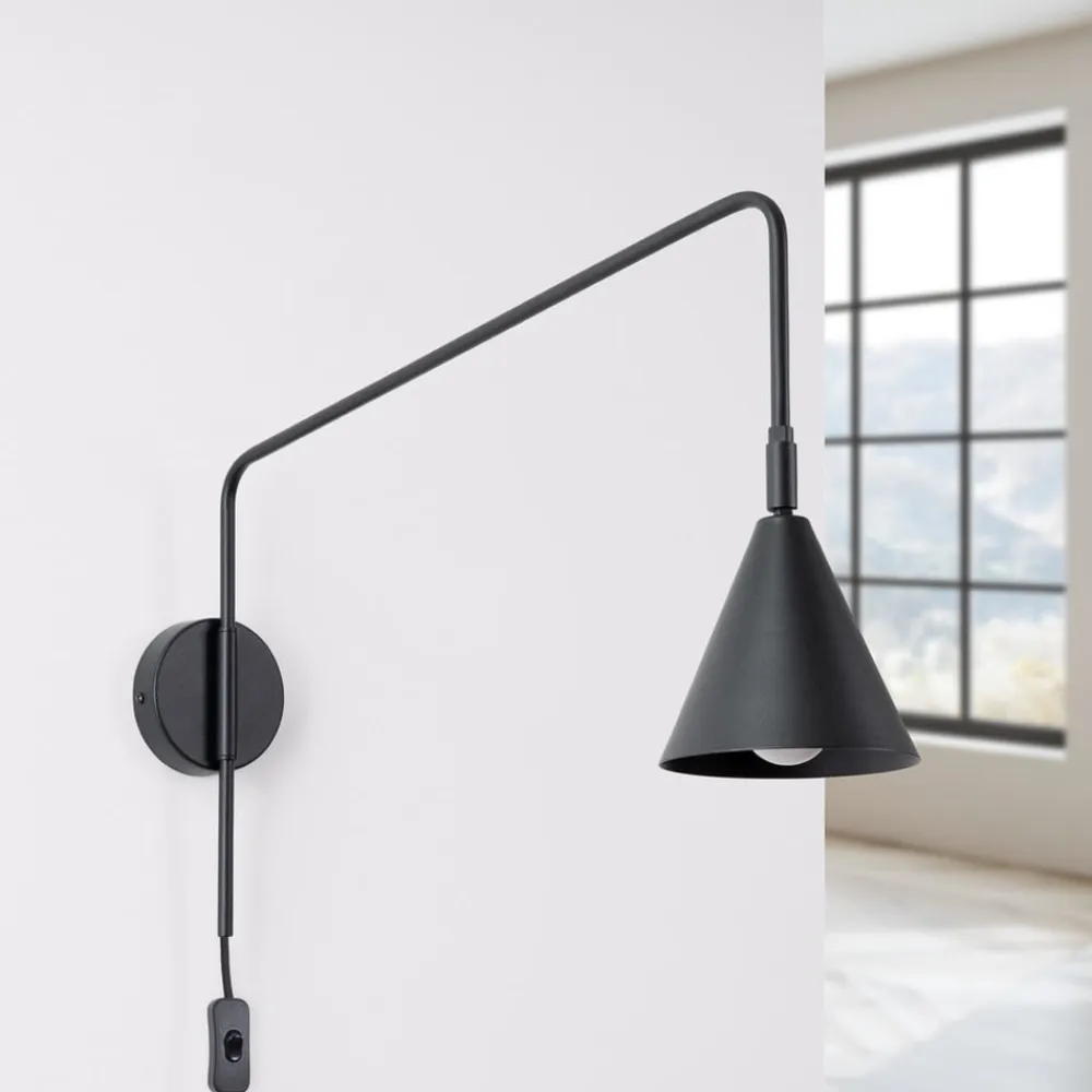 SOLLUX LIGHTING Væglampe LYS, sort, Ø 14 cm, metal, stik, E14