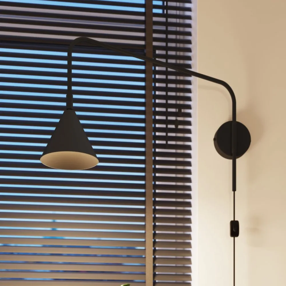 SOLLUX LIGHTING Væglampe LYS, sort, Ø 14 cm, metal, stik, E14