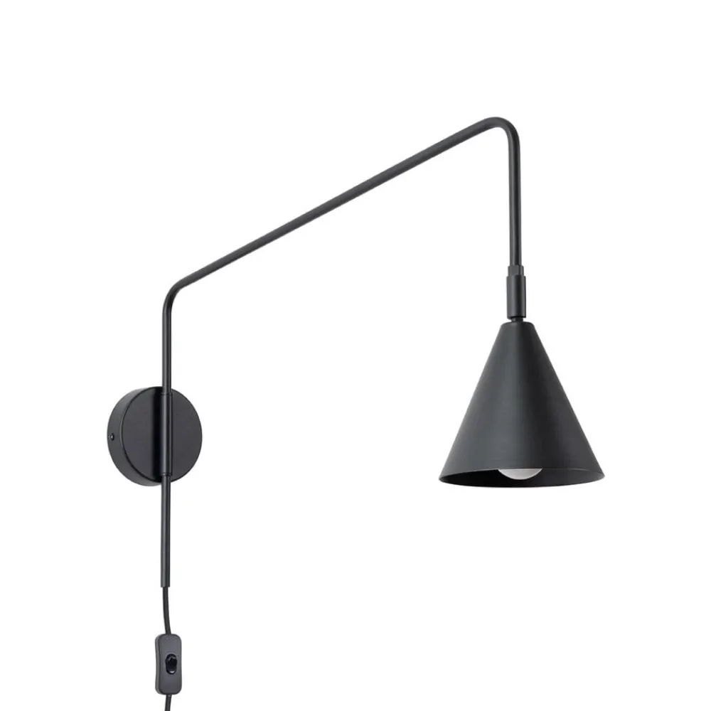 SOLLUX LIGHTING Væglampe LYS, sort, Ø 14 cm, metal, stik, E14