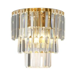 Milagro Lighting Væglamper>Væglampe Milano, højde 27 cm, guld/krystal, glas, 2 x E14