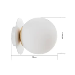 Væglampe Minerva K1, hvid, Ø 15 cm, glas/metal^EMIBIG LIGHTING