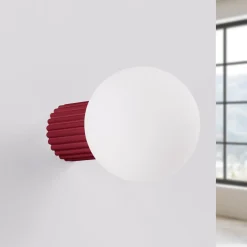 Væglampe ORBI, mørkerød, glas/metal, Ø 12 cm, IP44, G9^SOLLUX LIGHTING Outlet