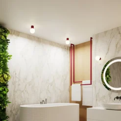 Væglampe ORBI, mørkerød, glas/metal, Ø 12 cm, IP44, G9^SOLLUX LIGHTING Outlet