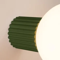 Væglampe ORBI, olivengrøn, glas/metal, Ø 12 cm, IP44, G9^SOLLUX LIGHTING Online