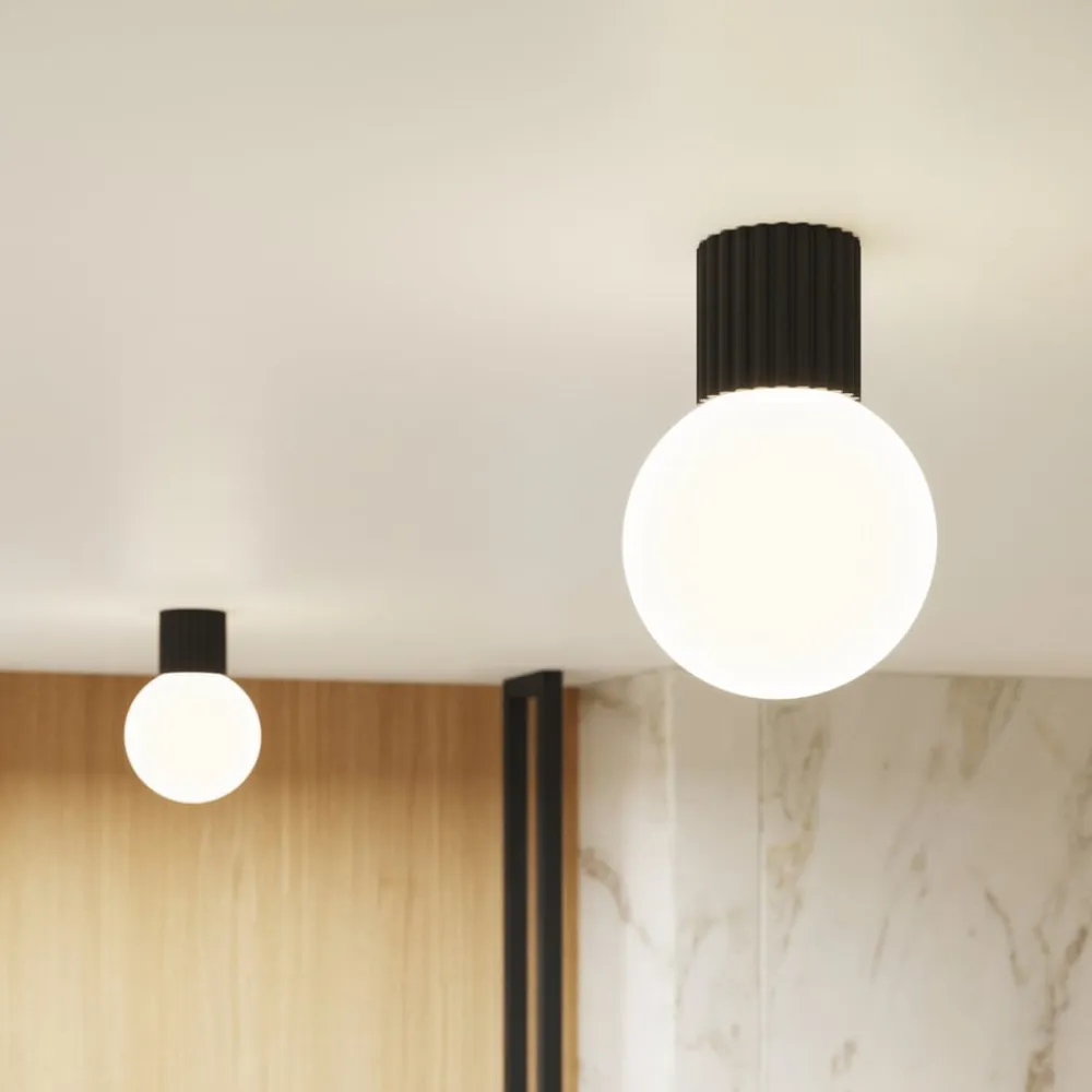 SOLLUX LIGHTING Væglampe ORBI, sort, glas/metal, Ø 12 cm, IP44, G9