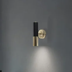 Domiluce Væglamper|Væglamper>Væglampe Orino, sort/guld, metal, GU10