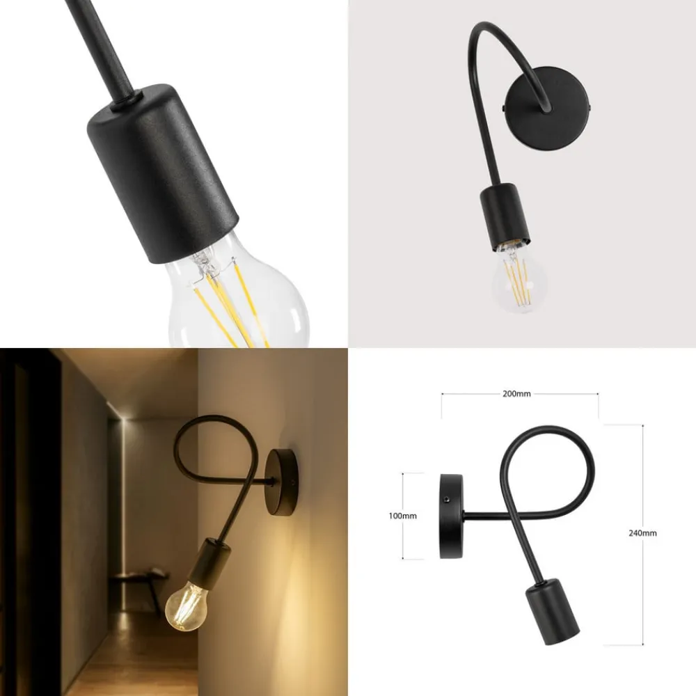 HELAM Væglampe Oxford i metal i sort