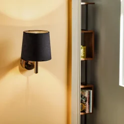 Argon Væglamper>Væglampe Polo, sort/mørk messing