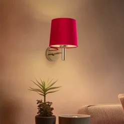 Argon Væglampe Polo, tekstilskærm, messing/pink