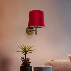 Argon Væglampe Polo, tekstilskærm, messing/pink