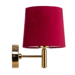 Argon Væglampe Polo, tekstilskærm, messing/pink