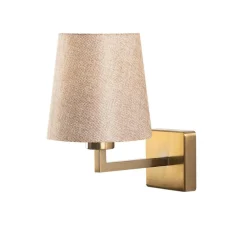 Opviq Væglampe Profil, guld/creme, metal/stof, højde 30 cm