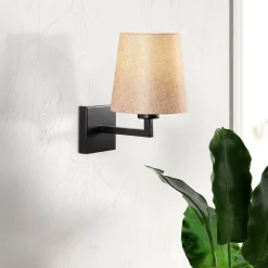 Opviq Væglampe Profil, sort/creme, metal/stof, højde 30 cm