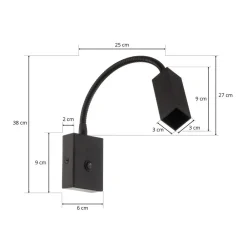 Argon Væglampe Raisio, fleksibel arm, sort