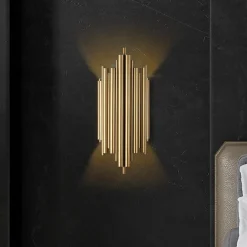 Opviq Væglampe Reis 13341, guldfarvet, metal, højde 50 cm