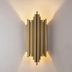 Opviq Væglampe Reis 13341, guldfarvet, metal, højde 50 cm