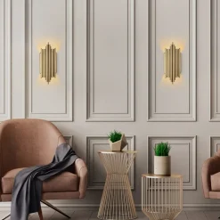 Opviq Væglampe Reis 13341, guldfarvet, metal, højde 50 cm