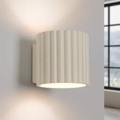 Væglampe RIBLA, beige, Ø 10 cm, metal, G9^SOLLUX LIGHTING