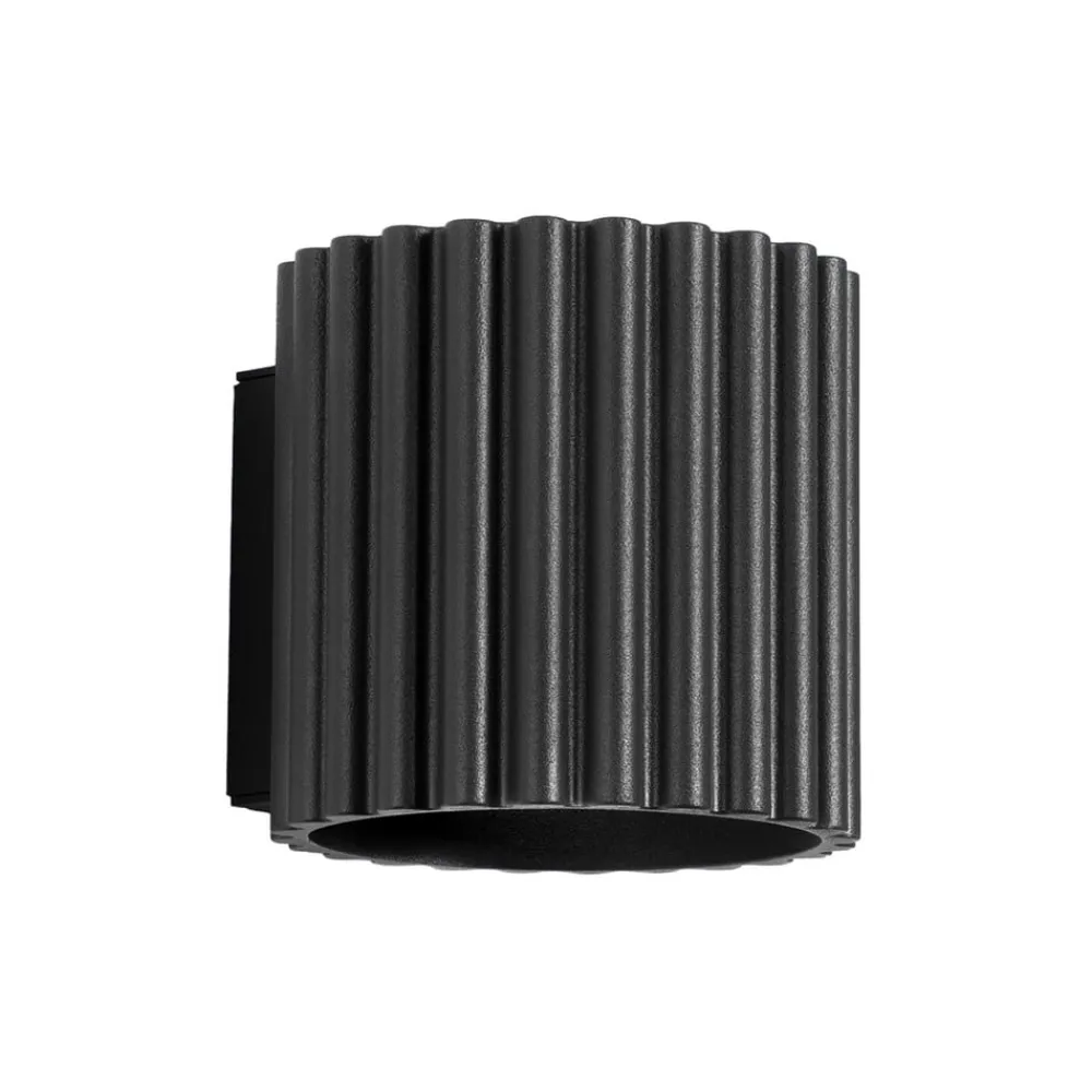 SOLLUX LIGHTING Væglampe RIBLA, sort, Ø 10 cm, metal, G9