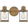 QUOIZEL Væglampe Riggs IP44, antik messing, 2 lys