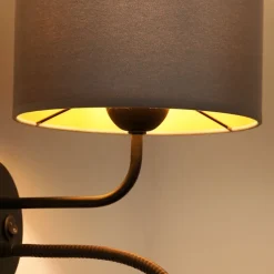 Væglampe Roller, fløjl grå, sort, med læselampe^Duolla Outlet