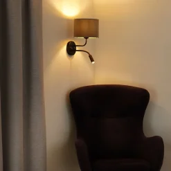 Væglampe Roller, fløjl grå, sort, med læselampe^Duolla Outlet
