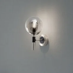 Væglampe Rollo, Ø 15 cm, røggrå, glas/metal^Lamkur Hot