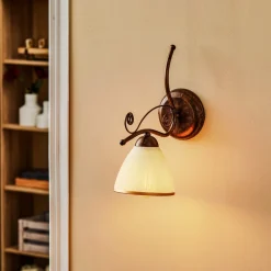 Lamkur Væglampe Roma i hvid og brun