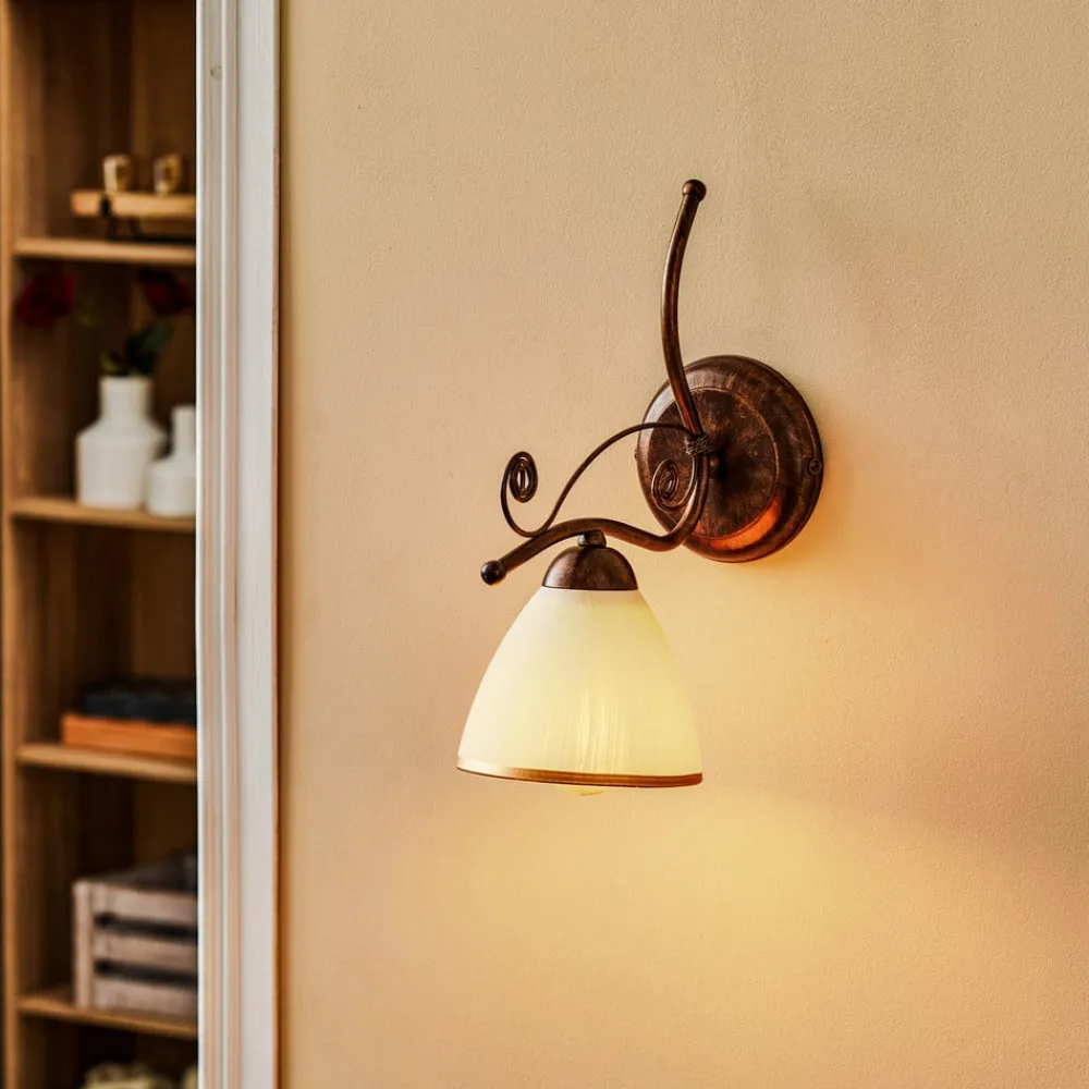 Lamkur Væglampe Roma i hvid og brun