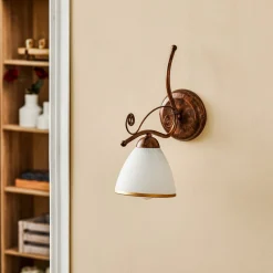 Lamkur Væglampe Roma i hvid og brun