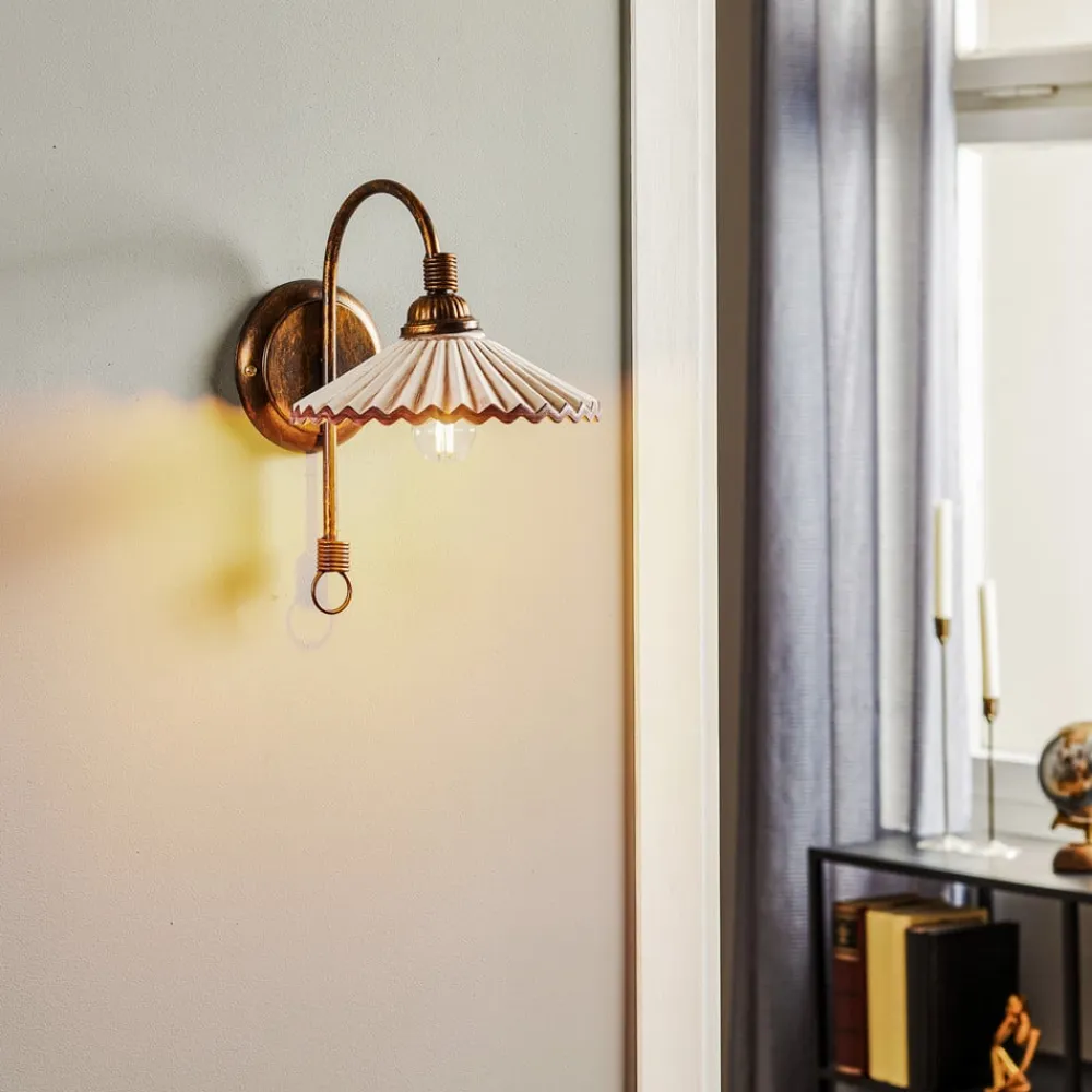 ONLI Gang|Pendellamper>Væglampe Rosina, bronze med lyserød keramisk skærm