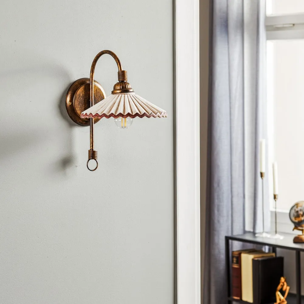 ONLI Gang|Pendellamper>Væglampe Rosina, bronze med lyserød keramisk skærm