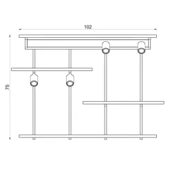 Væglampe Shelf, sort, bredde 102 cm, træ, 4 lyskilder.^Luminex New