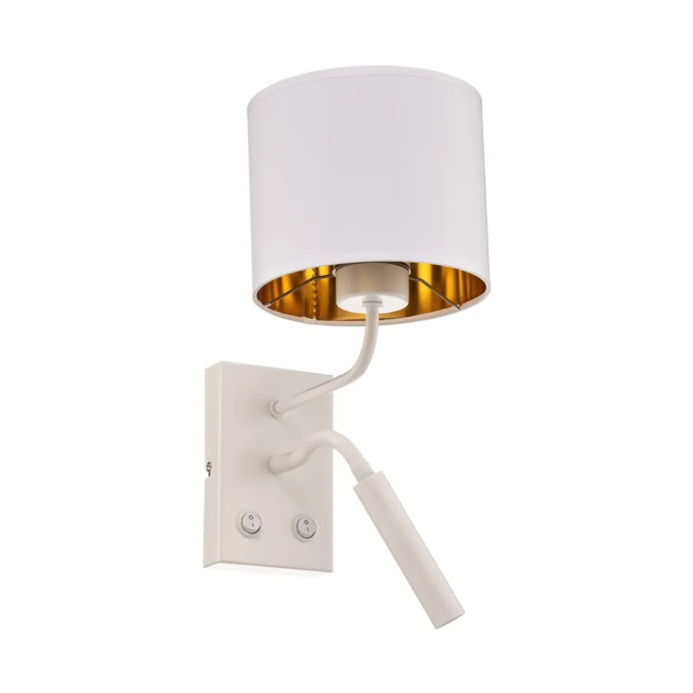 Luminex Væglamper|Væglamper>Væglampe Soho, cylindrisk, læselampe hvid/guld