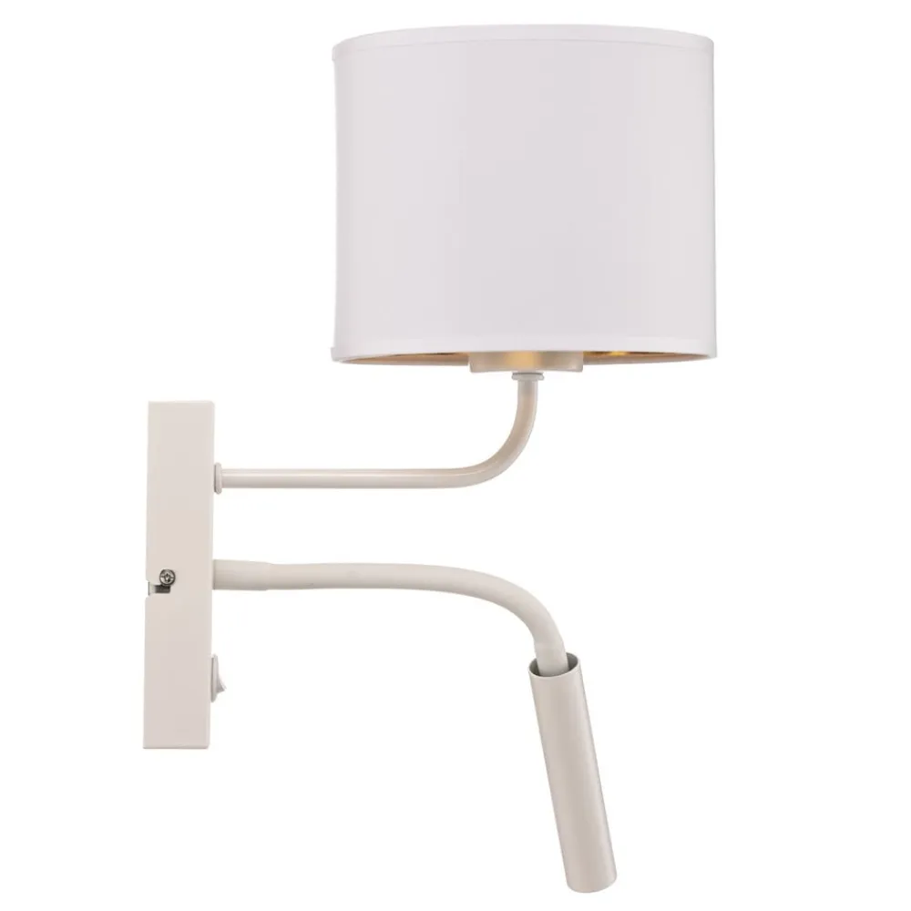 Luminex Væglamper|Væglamper>Væglampe Soho, cylindrisk, læselampe hvid/guld