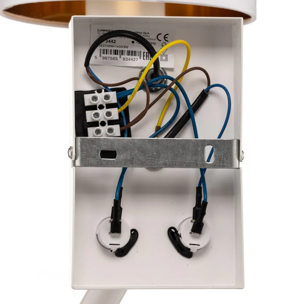 Luminex Væglamper|Væglamper>Væglampe Soho, cylindrisk, læselampe hvid/guld