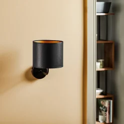 Luminex Væglampe Soho cylindrisk sort/guld