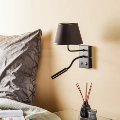 Luminex Væglampe Soho, konisk, læselampe sort/guld