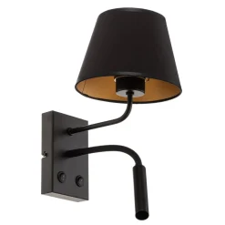 Luminex Væglampe Soho, konisk, læselampe sort/guld