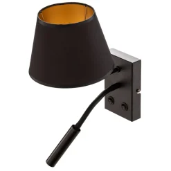 Luminex Væglampe Soho, konisk, læselampe sort/guld