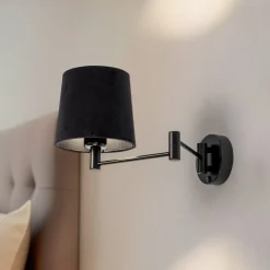 Euluna Væglampe Solo, kegle, velour, sort/sort