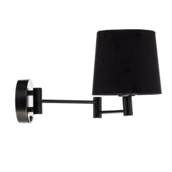 Euluna Væglampe Solo, kegle, velour, sort/sort