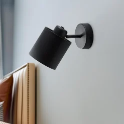 Argon Væglampe Suerte, sort / guld, 1 lyskilde, tekstil, stål