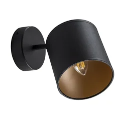 Argon Væglampe Suerte, sort / guld, 1 lyskilde, tekstil, stål