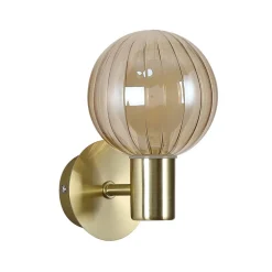 Searchlight Væglampe til badeværelset Lumisphere, creme-/messingfarvet, højde 12 cm