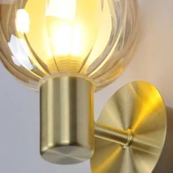 Searchlight Væglampe til badeværelset Lumisphere, creme-/messingfarvet, højde 12 cm